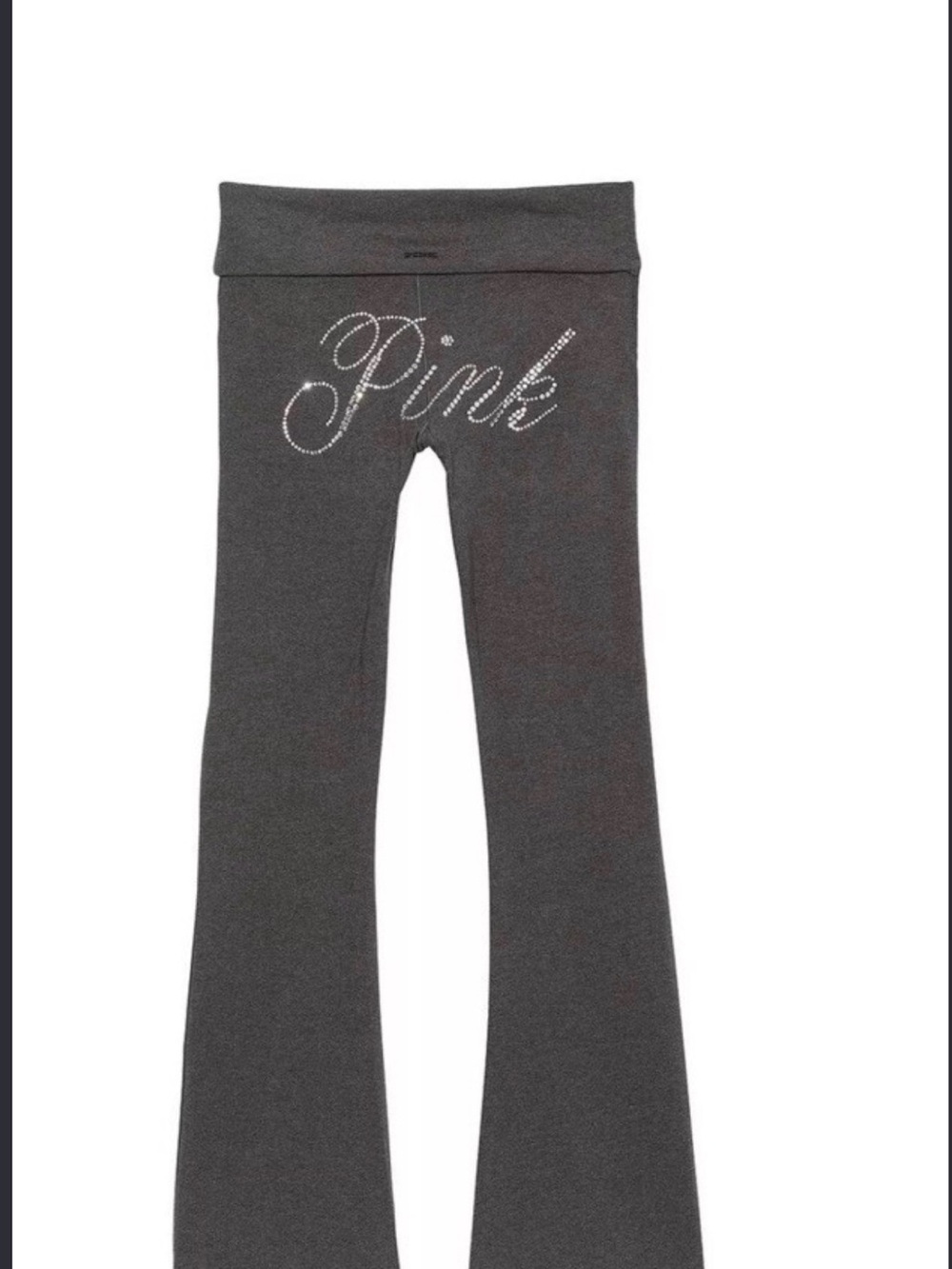 PINK Victoria's Secret Gray Rhinestone Logo Bootcut Leggings